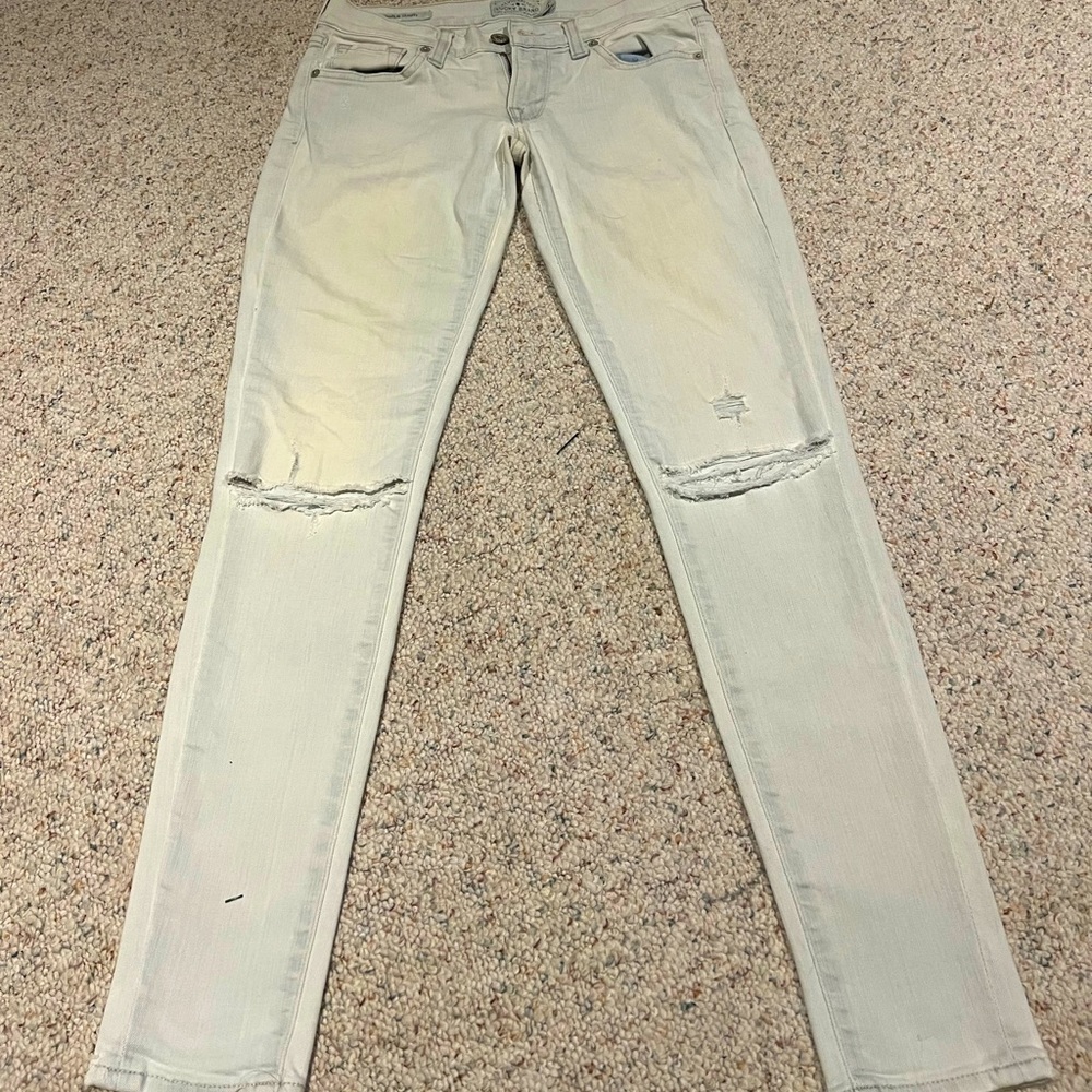 LUCKY BRAND WOMENS WHITE RIPPED JEANS SIZE 24